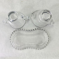 Vintage Imperial Glass Candlewick Creamer Sugar Plate Set