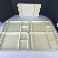 Vintage Tupperware 1535-5 Divided Camping Lap Lunch Trays Almond Set of 5