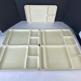 Vintage Tupperware 1535-5 Divided Camping Lap Lunch Trays Almond Set of 5