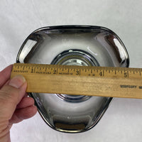 Vintage Silver Fade Glass 3 Side Snack Dip Bowl Chrome Base