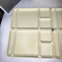 Vintage Tupperware 1535-5 Divided Camping Lap Lunch Trays Almond Set of 5