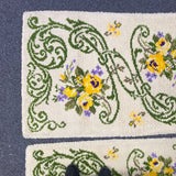 Vintage Accent Hook Rugs Floral Design Set of 2 Yellow Flowers