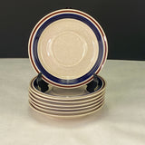 Vintage Yamaka Contemporary Chateau Stoneware Cobalt Blue Japan Saucers Lot of 7