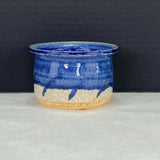 Studio Pottery Coil Blue Drip Glaze Pot Planter Signed JMB