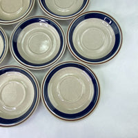 Vintage Yamaka Contemporary Chateau Stoneware Cobalt Blue Japan Saucers Lot of 7