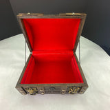 Vintage Wood Lion Head Treasure Chest Jewelry Box