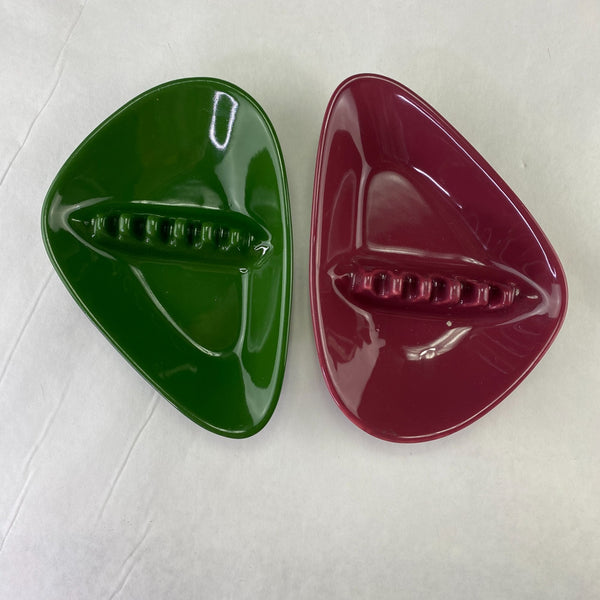 Vintage Anholt Denver Colorado Ceramic Boomerang Ashtray Lot of 2 Burgundy Green