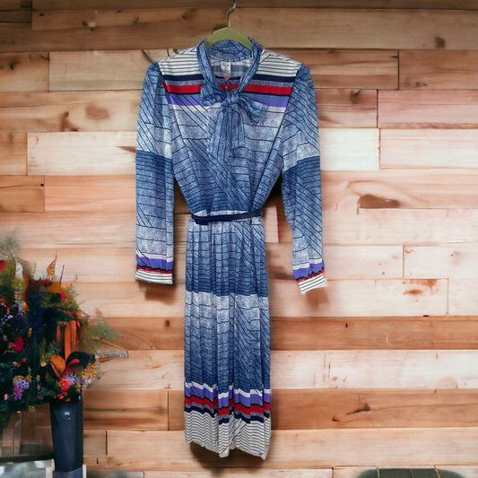 Vintage Polyester Striped Dress La Jones Lady Size 16.5 Large New NWT