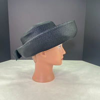 Vintage Black Woven Brimmed Derby Hat Evelyn Varon Millinery Size 22 1/2