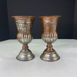 Vintage Tin Washed Copper Chalice Goblet Candle Holder Set of 2