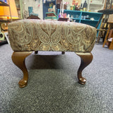 Large Upholstered Paisley Fabric Foot Stool