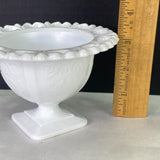 Vintage Indiana Lorain Milk Glass Lace Edge Compote Candy Dish