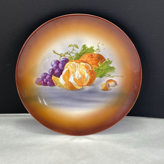 Vintage Painted Fruit Round Bohemian Plate 1890