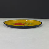 Vintage Lacquer Ware DaVar Japan Yellow Round Tray with Red Apple