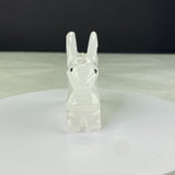 Vintage White Onyx Stone Carved Rabbit Figurine