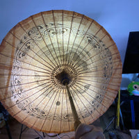 Vintage Asian Wood and Paper Umbrella Parasol