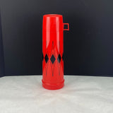 Vintage Thermos Hot Cold Insulated Red Black Diamond Bottle