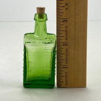 Vintage Miniature Nip EC Booz Whiskey Cabin Green Glass Bottle Cork Top