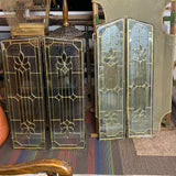 Vintage Salvage Leaded Brass Glass Door Insert Sidelight Panel Set