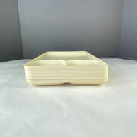 Vintage Tupperware 1535-5 Divided Camping Lap Lunch Trays Almond Set of 5