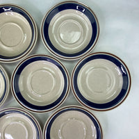 Vintage Yamaka Contemporary Chateau Stoneware Cobalt Blue Japan Saucers Lot of 7