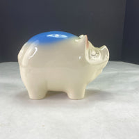 Vintage Smash Break Open Ceramic Piggy Bank Blue White