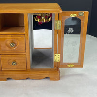 Vintage Wood Jewelry Cabinet Music Box Love Me Tender
