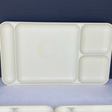 Vintage Tupperware 1535-5 Divided Camping Lap Lunch Trays Almond Set of 5