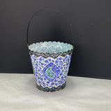 Shabby Hand Painted Boho Embossed Bucket Pail Planter