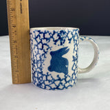 Gibson Blue Spongeware Bunny Rabbit Coffee Cup 12oz