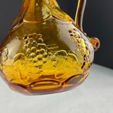 Vintage Amber Glass Embossed Grapes Cruet Pitcher