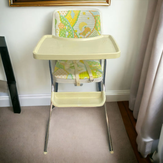Vintage Cosco Baby High Chair Yellow Green White