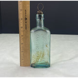Vintage JE Combault Caustic Balsam Green Glass Bottle Cork Top