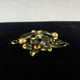 Vintage Little Nemo Flower Rhinestone Faux Pearl Brooch Pin