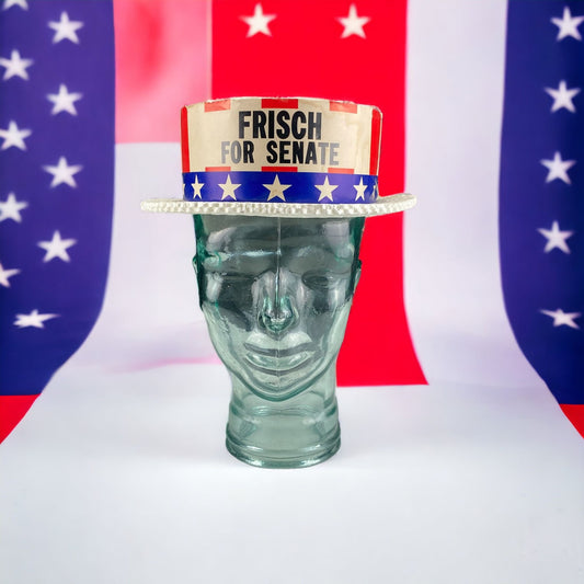 Vintage Styrofoam Skimmer Hat Political Frisch Senate Campaign