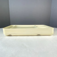 Vintage Tupperware 1535-5 Divided Camping Lap Lunch Trays Almond Set of 5