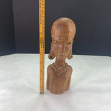 Vintage Hand Carved Wood Sculpture Tanzania African Tribal Head