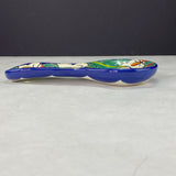 Hand Painted Redware Clay Spoon Rest Calla Lily Flower