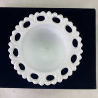 Vintage Indiana Lorain Milk Glass Lace Edge Compote Candy Dish