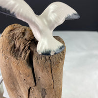 Vintage Handcrafted Driftwood Seagull Sculpture Figurine