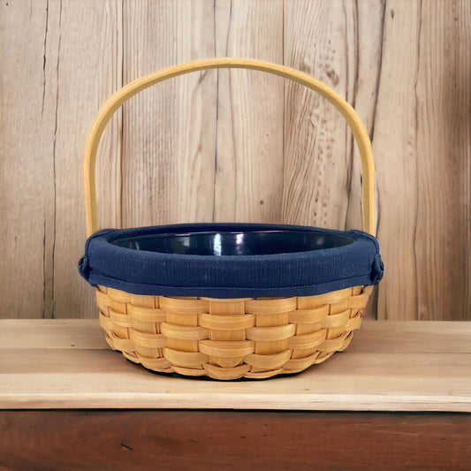 Taskets Renaissance Woven Wood Basket Plastic Liner Handle