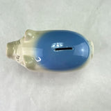 Vintage Smash Break Open Ceramic Piggy Bank Blue White