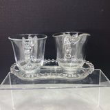 Vintage Imperial Glass Candlewick Creamer Sugar Plate Set