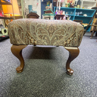 Large Upholstered Paisley Fabric Foot Stool