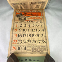 1931 Rexall Drugs Weather Chart Wall Calendar Sterling Colorado Advertising