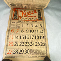 1931 Rexall Drugs Weather Chart Wall Calendar Sterling Colorado Advertising