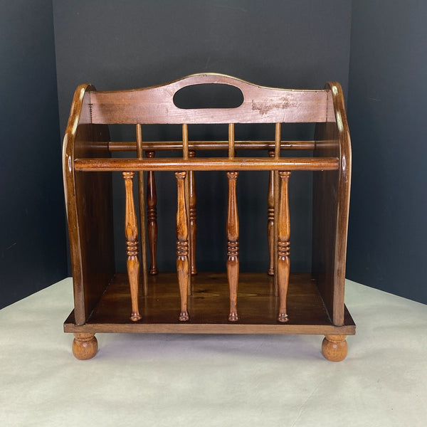 Vintage Wood Spindle Magazine Rack