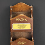 Vintage Retro Wood Wall Mount Letters Bills Misc Key Hook Organizer