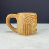 Vintage Carved Wood Tropical Tiki Head Face Cup Mug