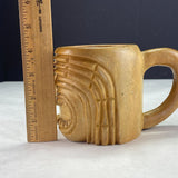 Vintage Carved Wood Tropical Tiki Head Face Cup Mug